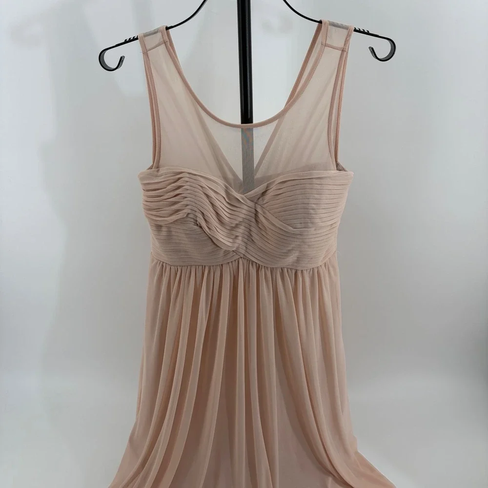 Birdy Grey Womens Blush Pink Pleated Chiffon Mesh Yoke Bridesmaid Dress Small